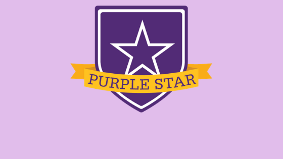 military purple star award with yellow ribbon